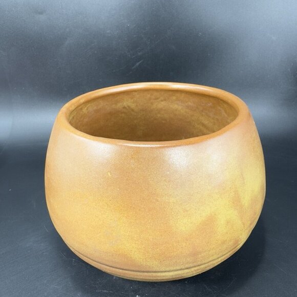 Vintage Footed Flower Pot Planter Bowl Pottery Brown Glaze MCM Decorative Decor - Picture 14 of 14